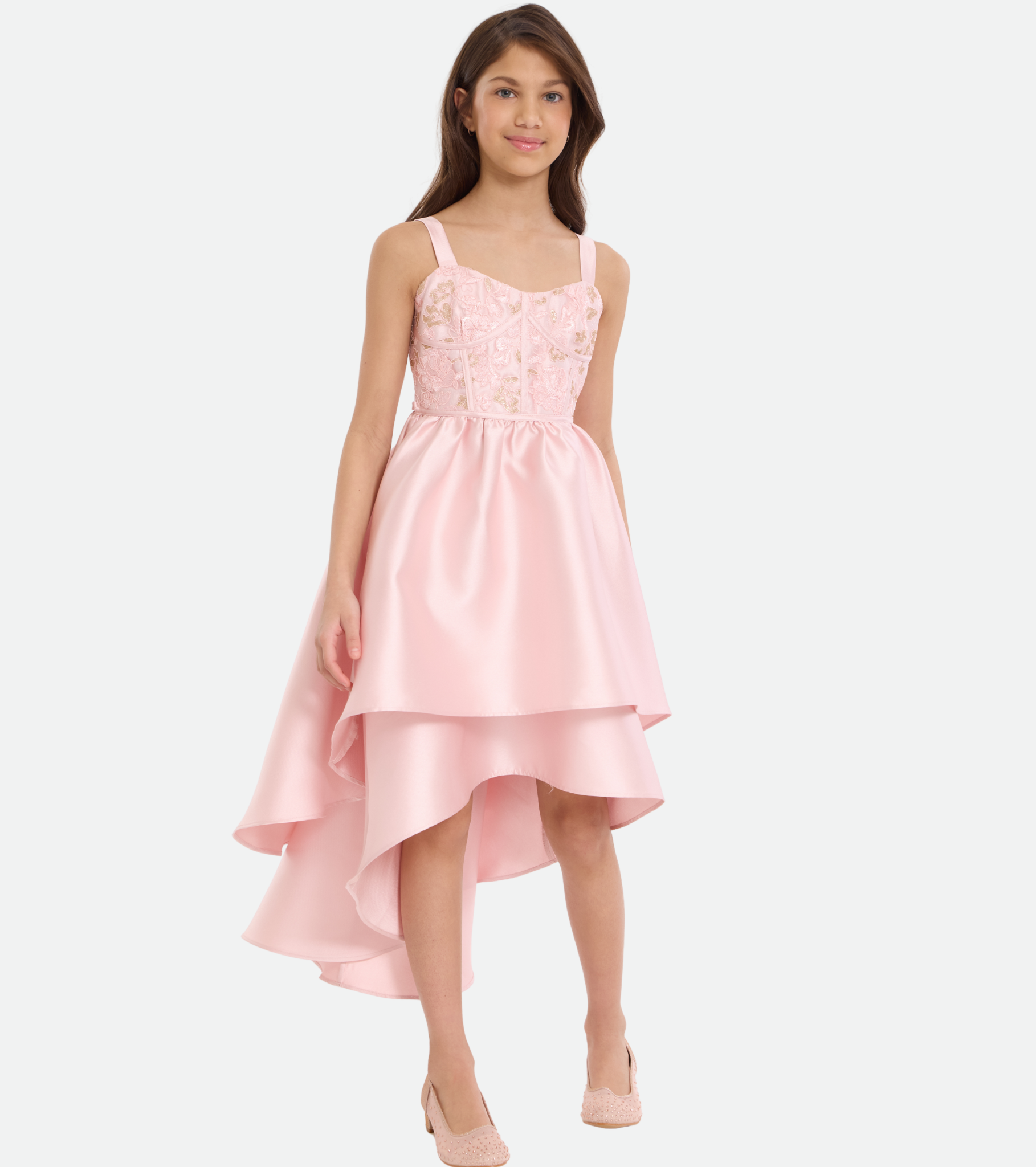 Anabelle Embroidered High-Low Party Dress