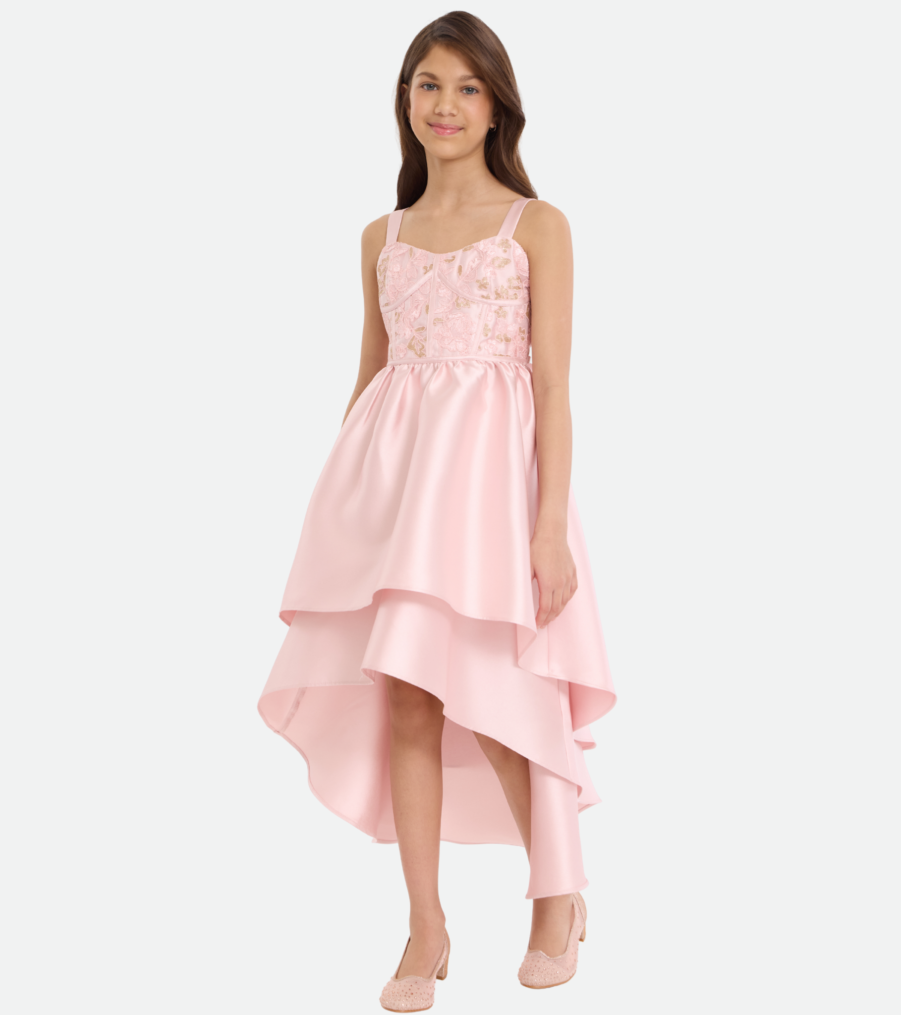 Anabelle Embroidered High-Low Party Dress