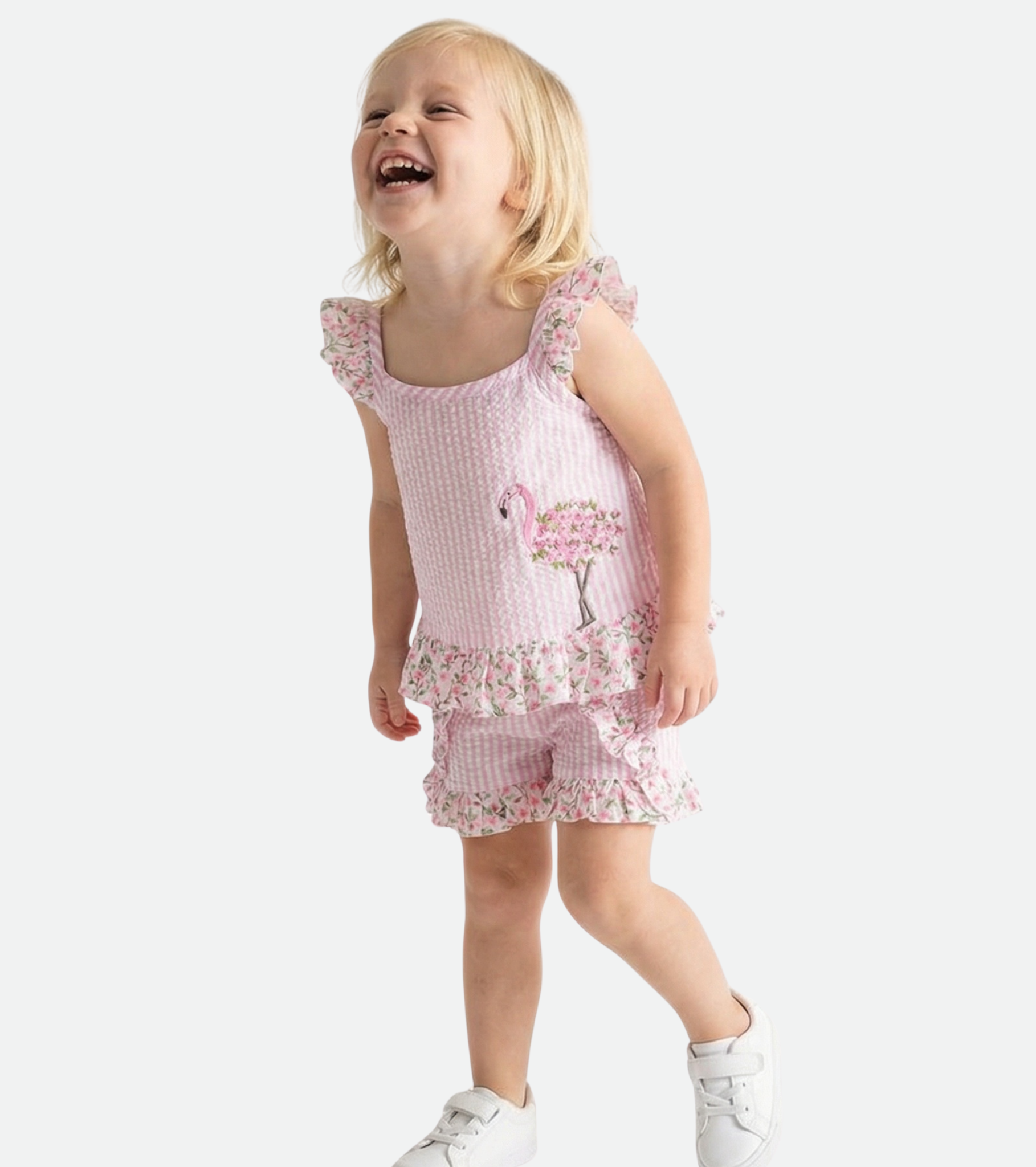 Flamingo Seersucker Short Set