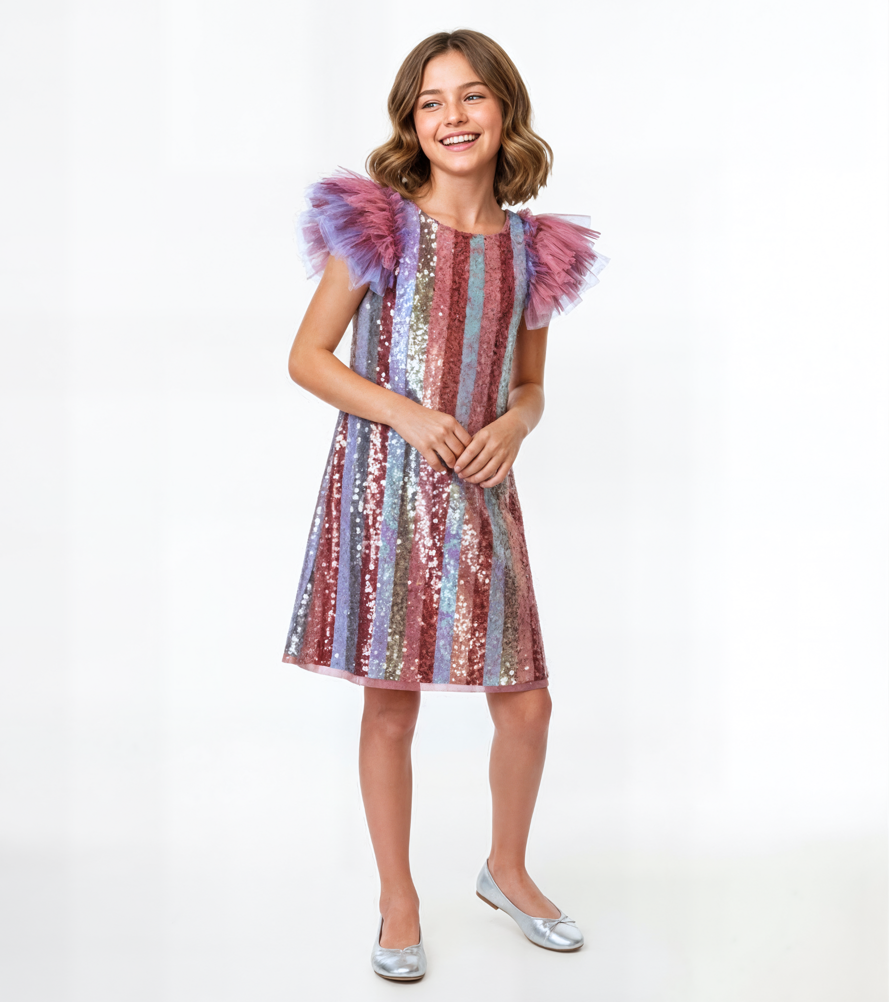 Alexa Sequin Striped Party Dress