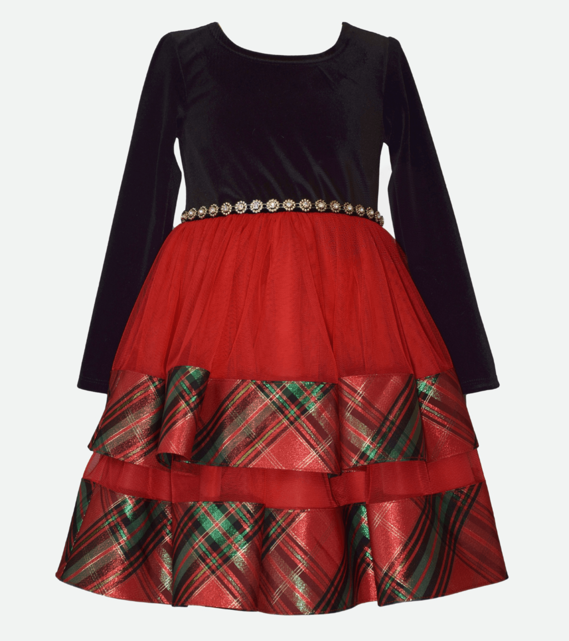 Eliza Tiered Plaid Party Dress