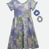 Chloe Tie-Dye Dress with Scrunchies - Image 