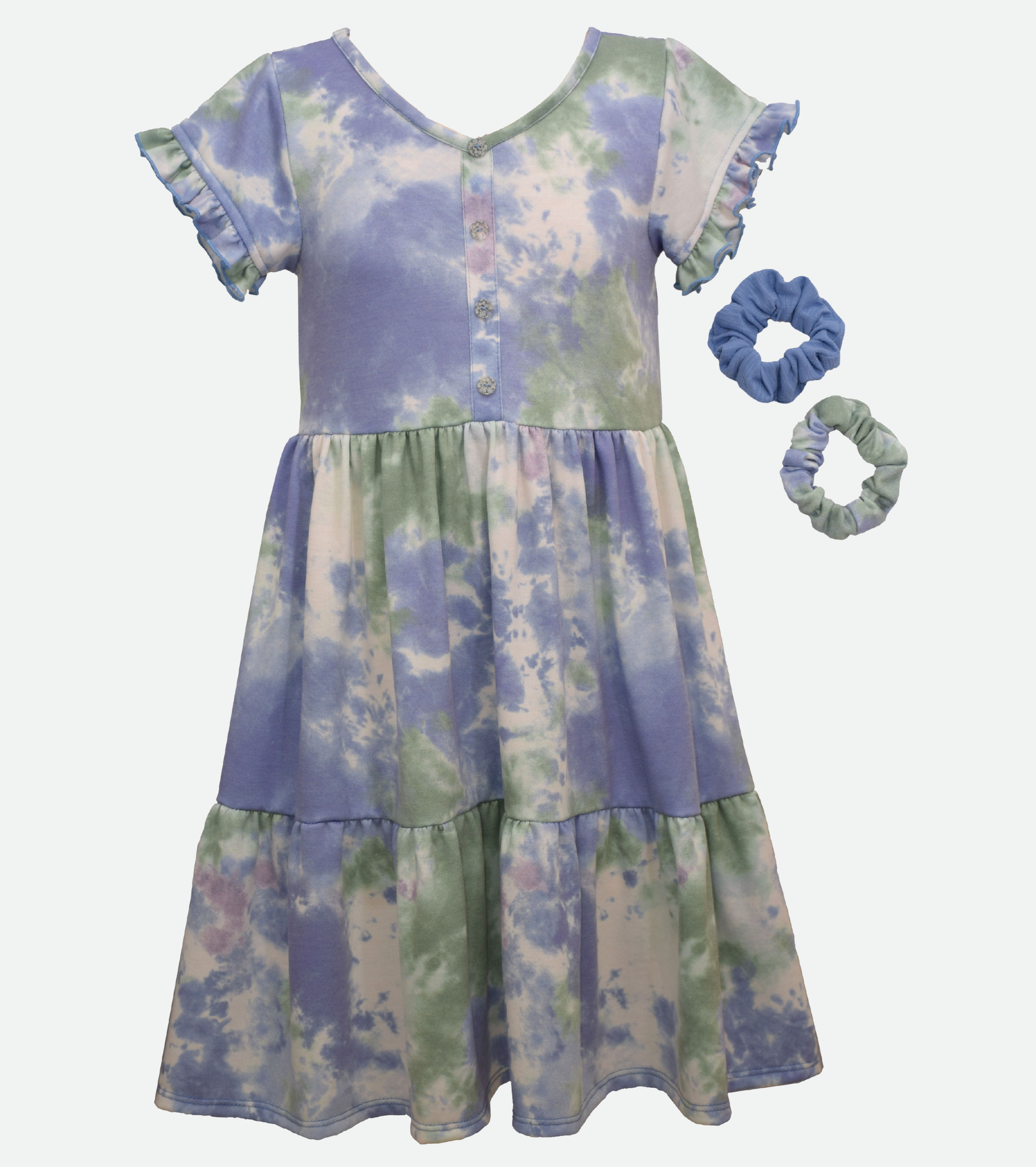 Chloe Tie-Dye Dress with Scrunchies