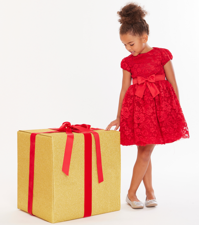 Christmas dresses for girls in red with lace and tulle skirt