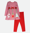 Christmas outfits for girls with candy stripe top and cookie applique legging set