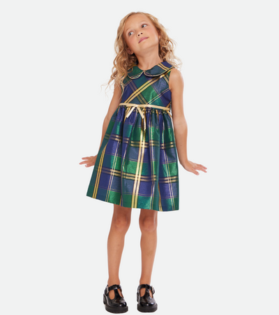 Girls Christmas Dresses Holiday Little Girls Dress and Coat Set with Navy Coat to Plaid Dress