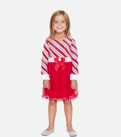 Little girls Christmas dress candy cane stripe tutu