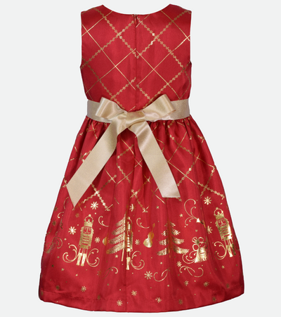 Delia Nutcracker Print Dress with Cardigan