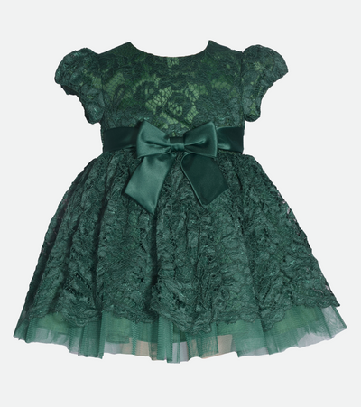 Green lace girls Christmas Dress