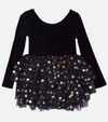 black tutu dress for baby girls in velvet with polka dot skirt