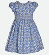 Little Girls Floral Dress Girls Smocked Dress Blue Floral Ruffle
