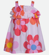 Pink and orange floral dress for baby girl pop daisy print