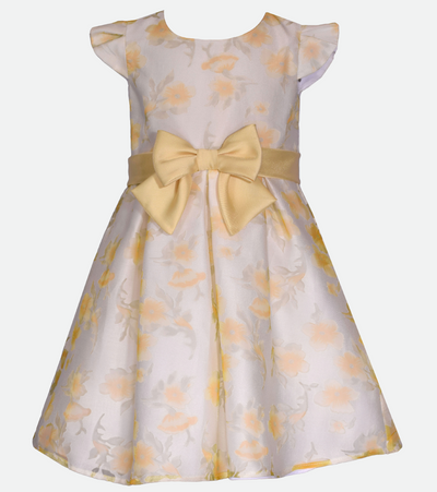 yellow floral party dress for girls