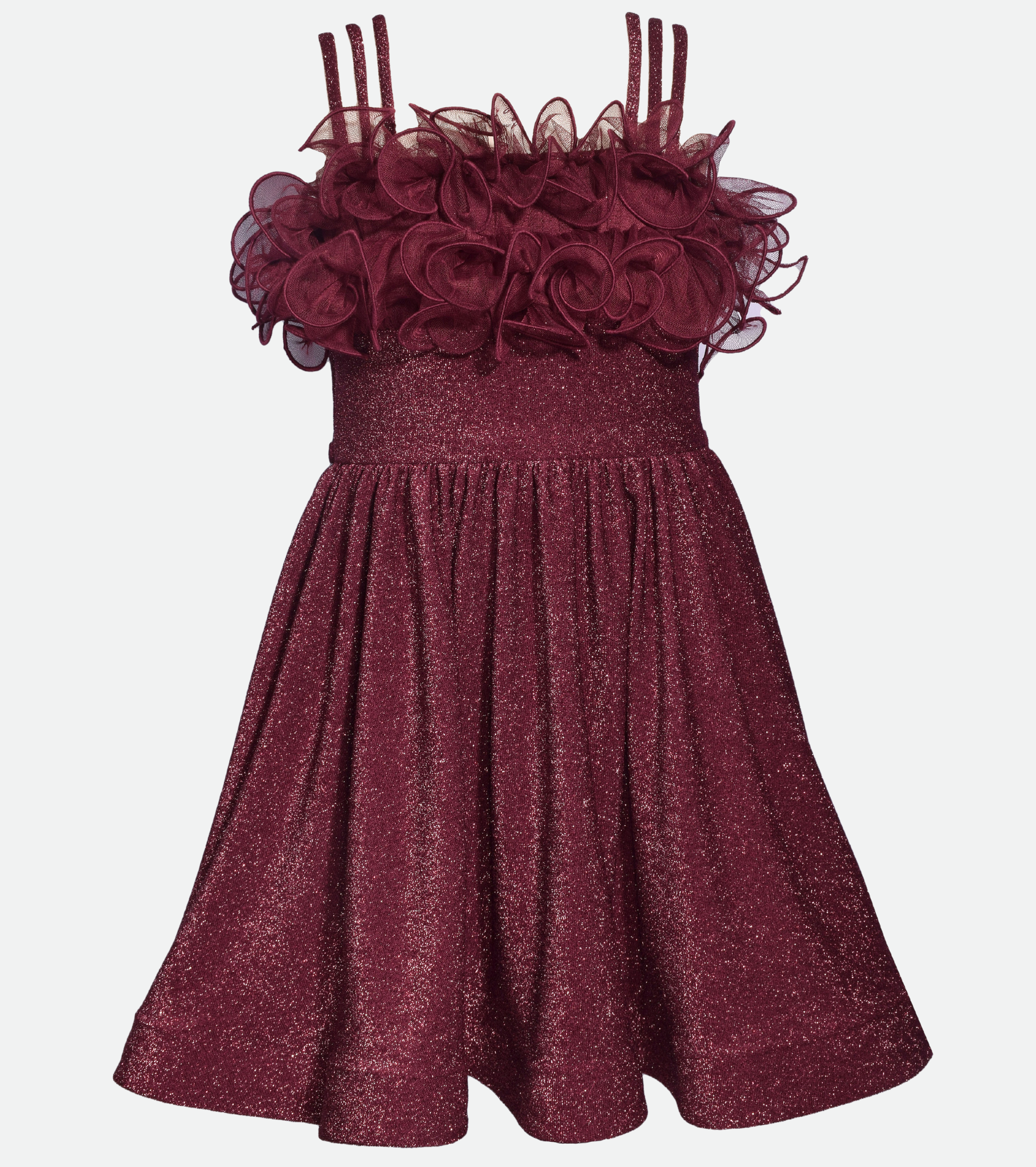 Little Girls Party Dress sparkle knit maroon dress