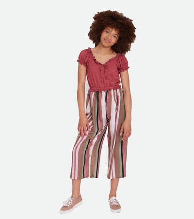 Alex Striped Peasant Jumpsuit