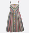 little girl stripes dress with button detail