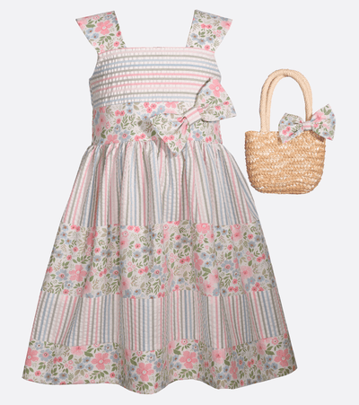 Big girls Easter Spring dress with bag