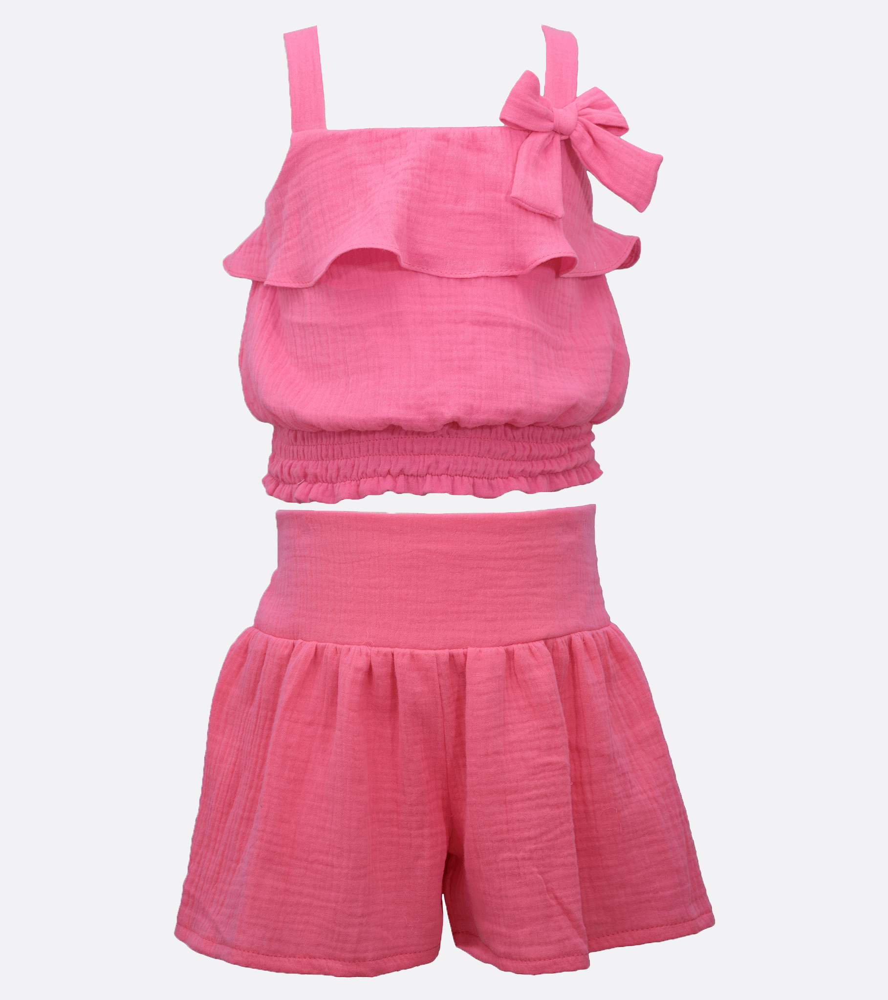 Matching outfit for sisters pink short set