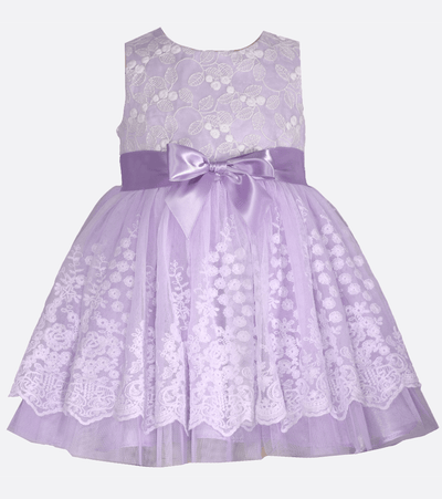 Purple Baby Girls Party Dress with Embroidery