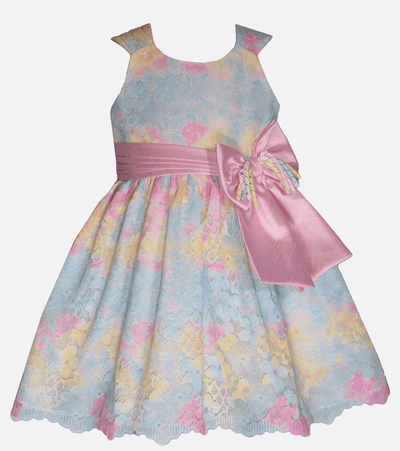 Rainbow little girls lace party dress