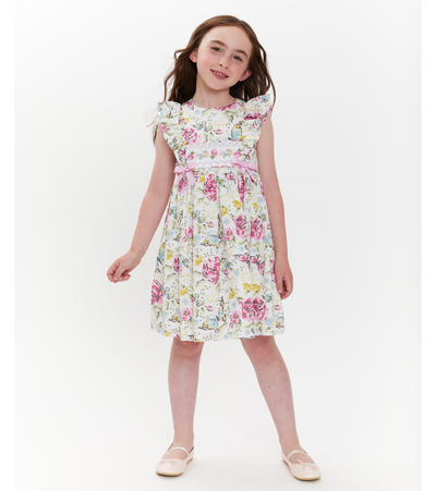 Smocked Dress with Flowers and Butterflies