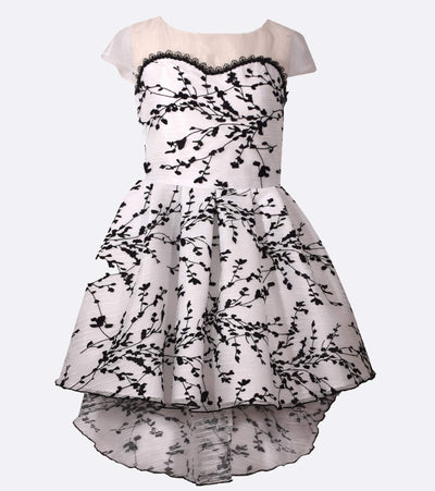 Tween Party Dress, Tween Dress, Plus Size Party Dress, Illusion Neckline, Black and White