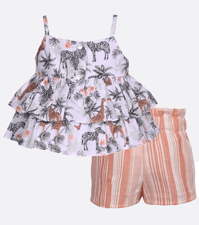 little girls short set ruffle jungle print outfit 