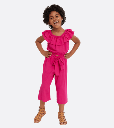 Tween Girls outfit sets hot pink ruffle top