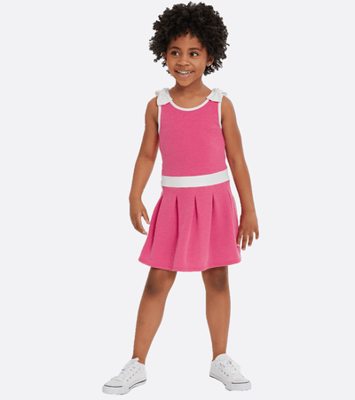 little girls pink sporty dress with pleated tennis skirt
