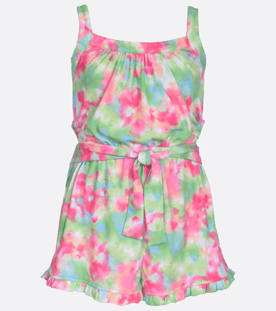 tween girls romper  tie dye cut out knit romper
